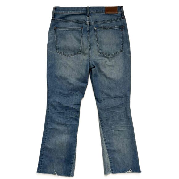 Madewell Cali Demi Boot Flared Jeans Frayed Hem Two Tone Funky Retro Grunge Cool - Picture 8 of 13